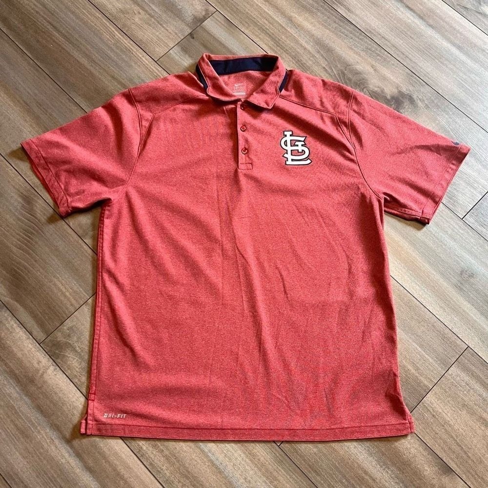 Nike Red St. Louis Athletic Polo Shirt Men Large Bin P-29
